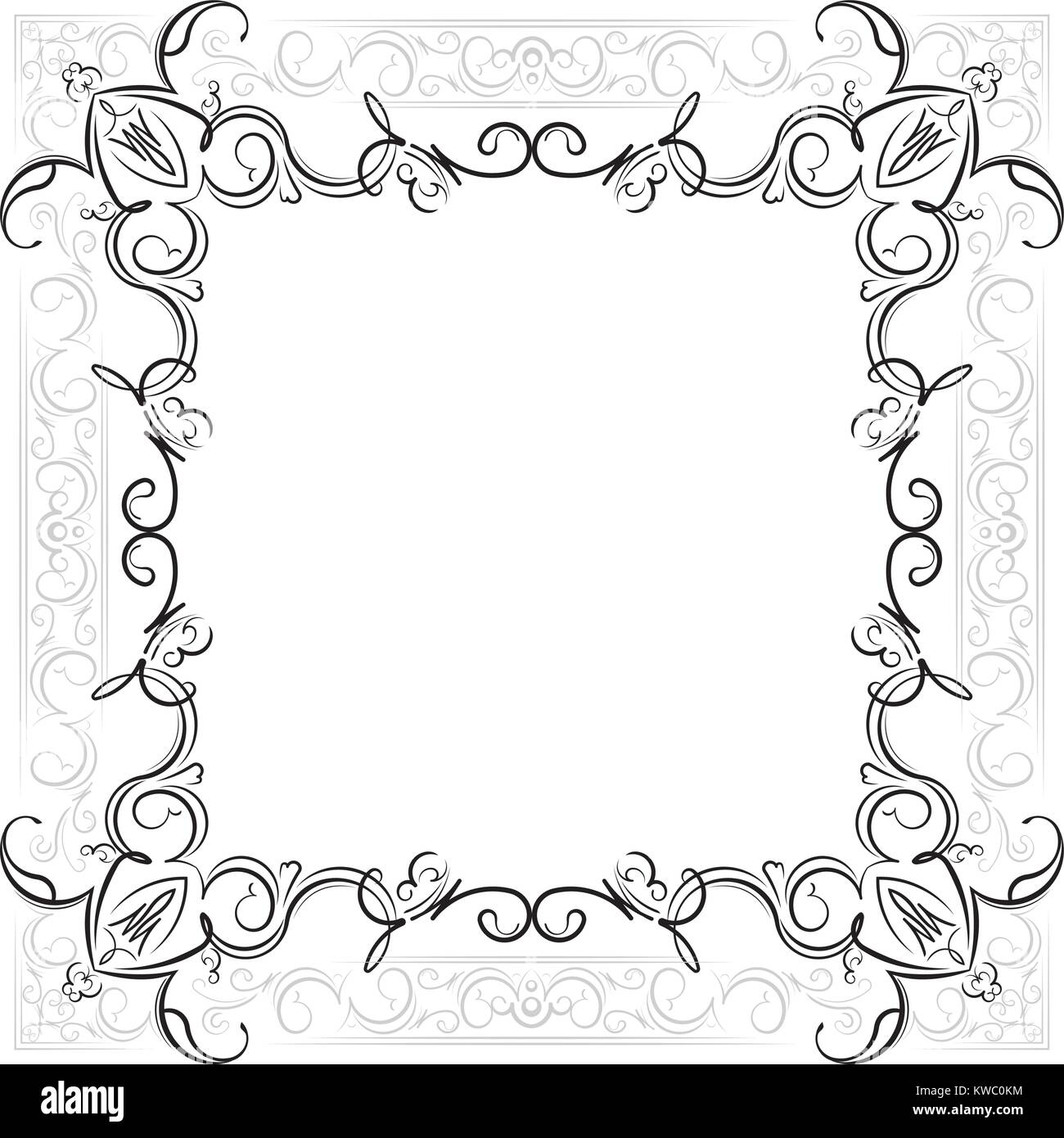 Vintage black square frame with grey border decor and empty place for