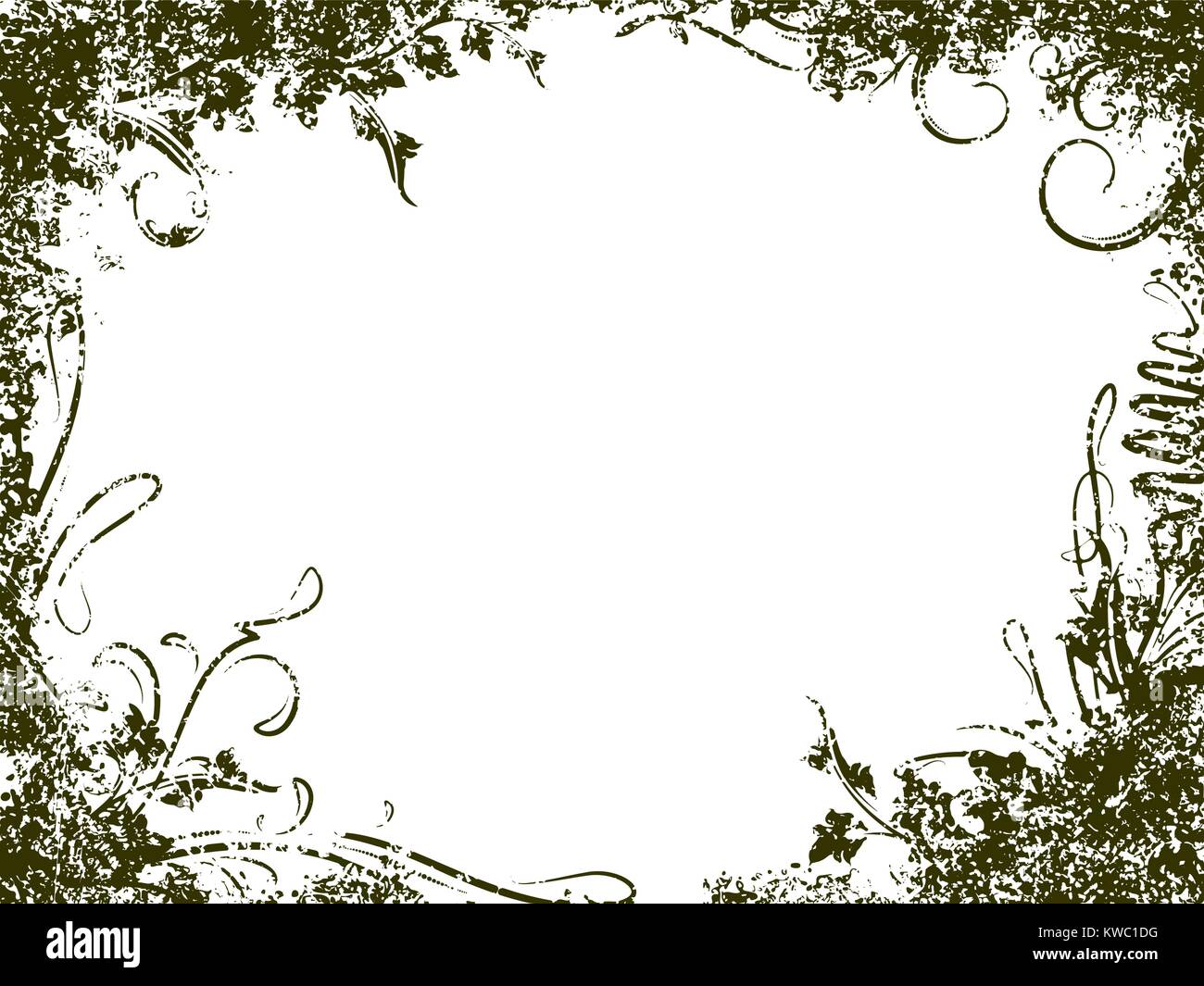 Black vector floral frame in grunge style for your design Stock Vector ...