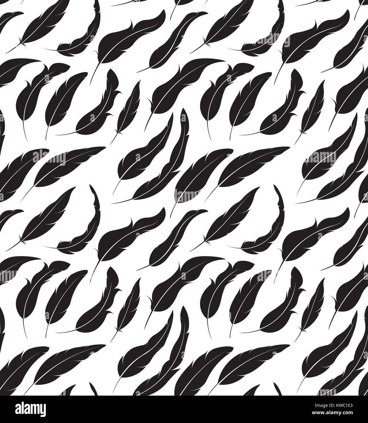Seamless vector pattern with feathers. Black and white illustration ...