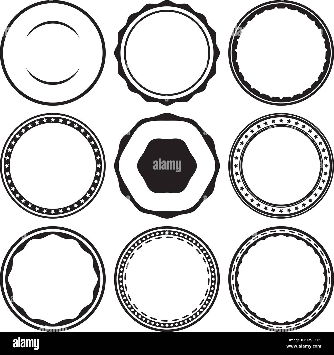 Big set of solid black templates for rubber stamps Stock Vector Image ...