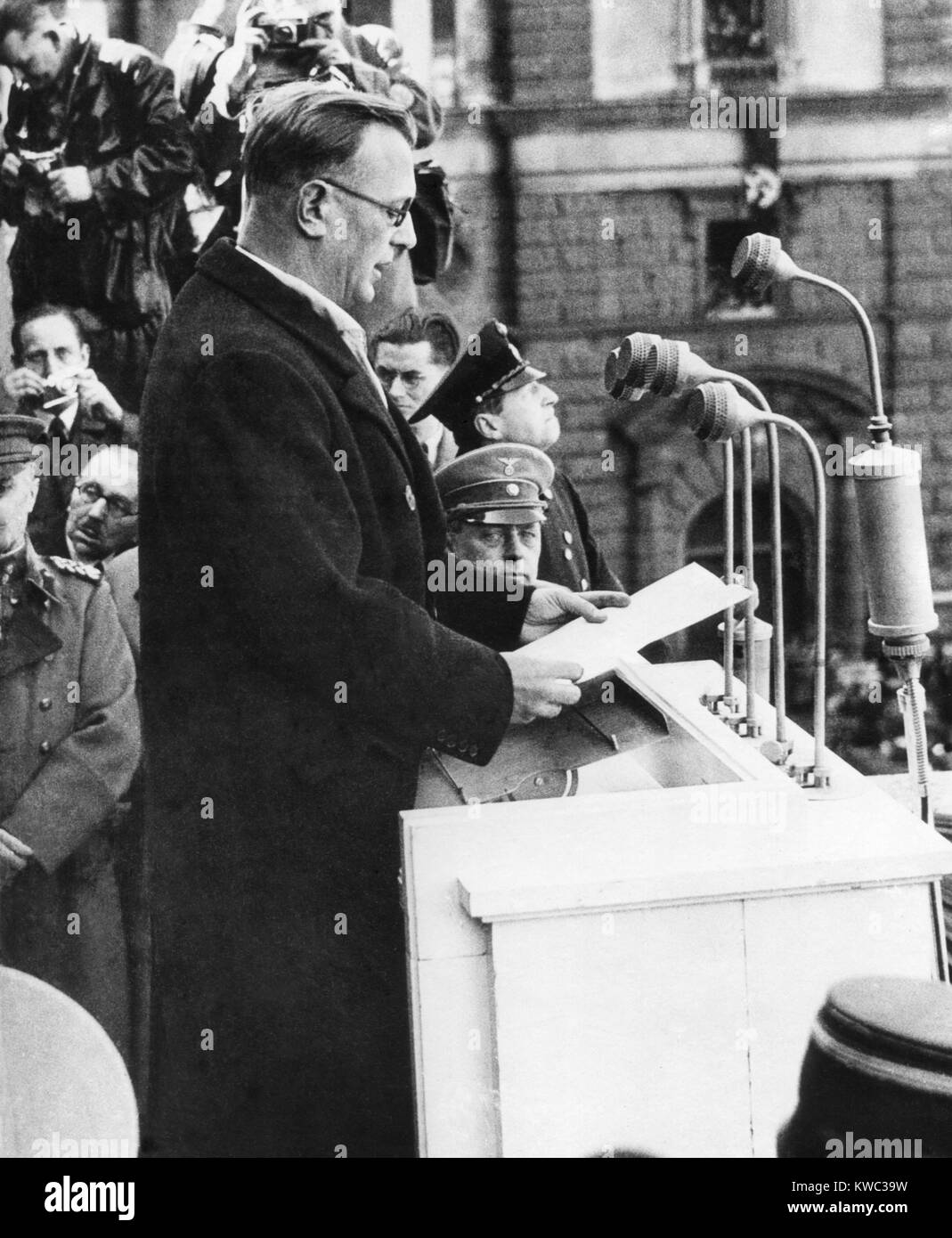 Arthur Seyss-Inquart was Chancellor of Austria for two days before the German annexation of Austria. The Austria Nazi politician became a minister in Hitler's Cabinet and was hanged for war crimes at Nurembuerg in 1946. (BSLOC 2015 13 27) Stock Photo