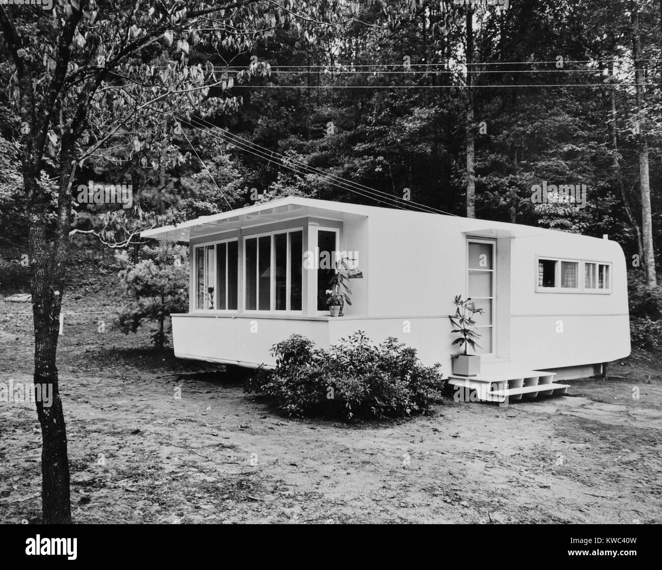 Prefabrication housing developed for TVA (Tennessee Valley Authority's) employees in 1930s. Buildings could be relocated to worksites as needed and were competitive in cost with traditionally constructed housing. (BSLOC 2015 14 229) Stock Photo