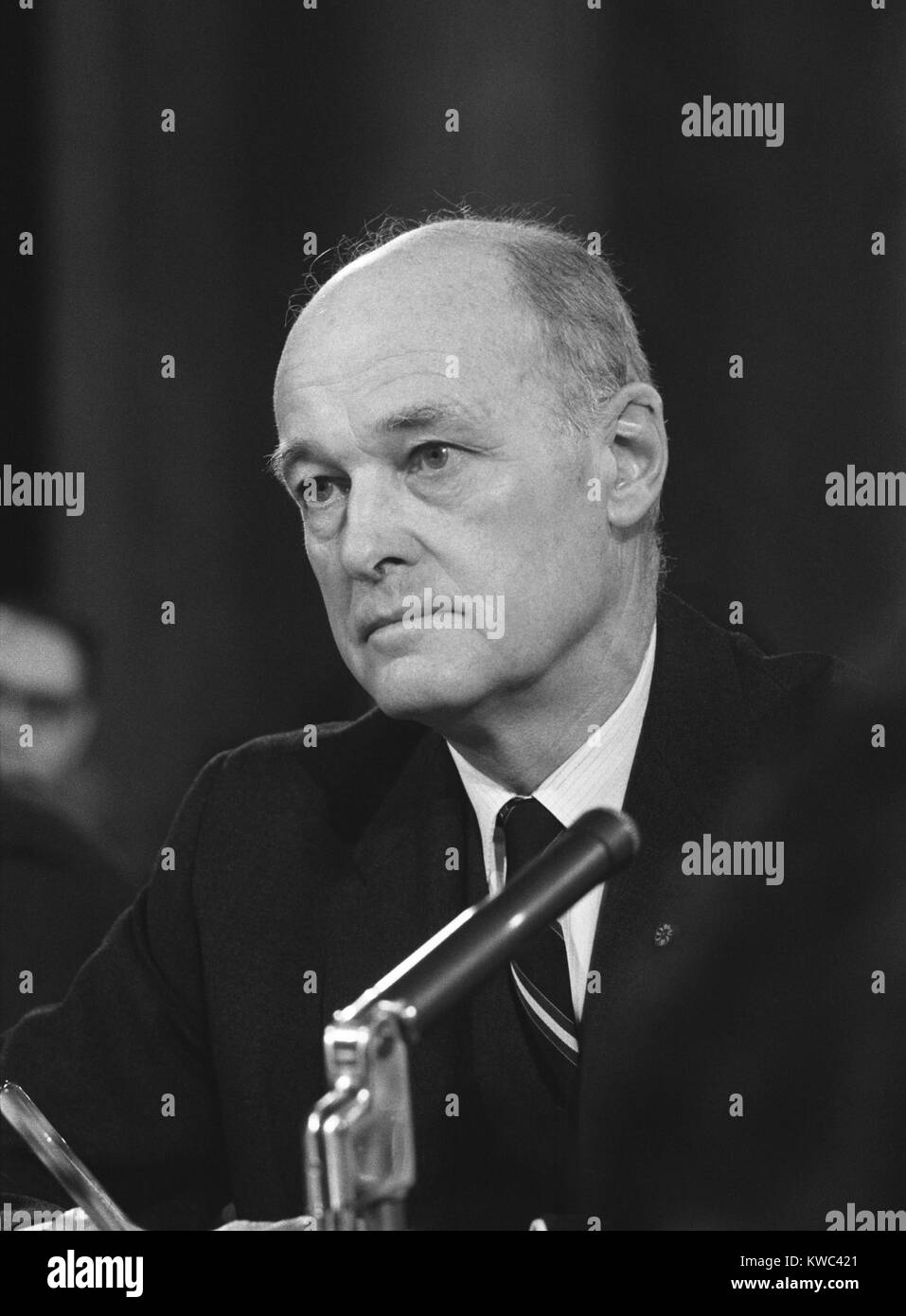 George Kennan, before the U.S. Senate Foreign Relations Committee, Feb. 10, 1966. He testified that Vietnam was not strategic to U.S. interests and doubted the Vietnam War would end in a U.S. victory. (BSLOC 2015 14 35) Stock Photo