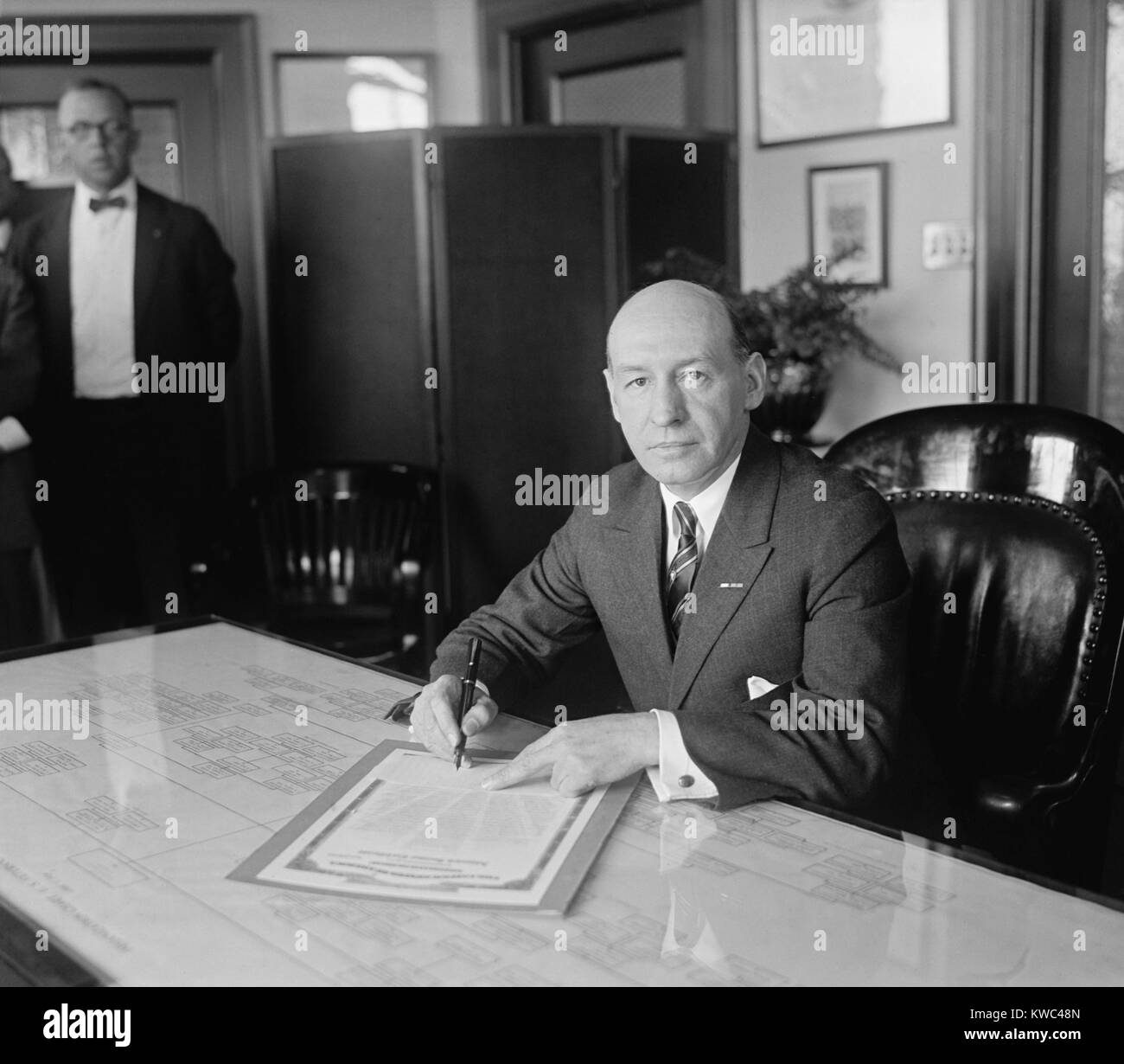 Veteran's Bureau head, Gen. Frank T. Hines, May 20, 1924. He replaced the corrupt Charles Forbes. Hines served as head of the Veteran's Bureau until 1930, then as administrator of its successor, the Veteran's Administration, from 1930 to 1945. (BSLOC 2015 15 130) Stock Photo