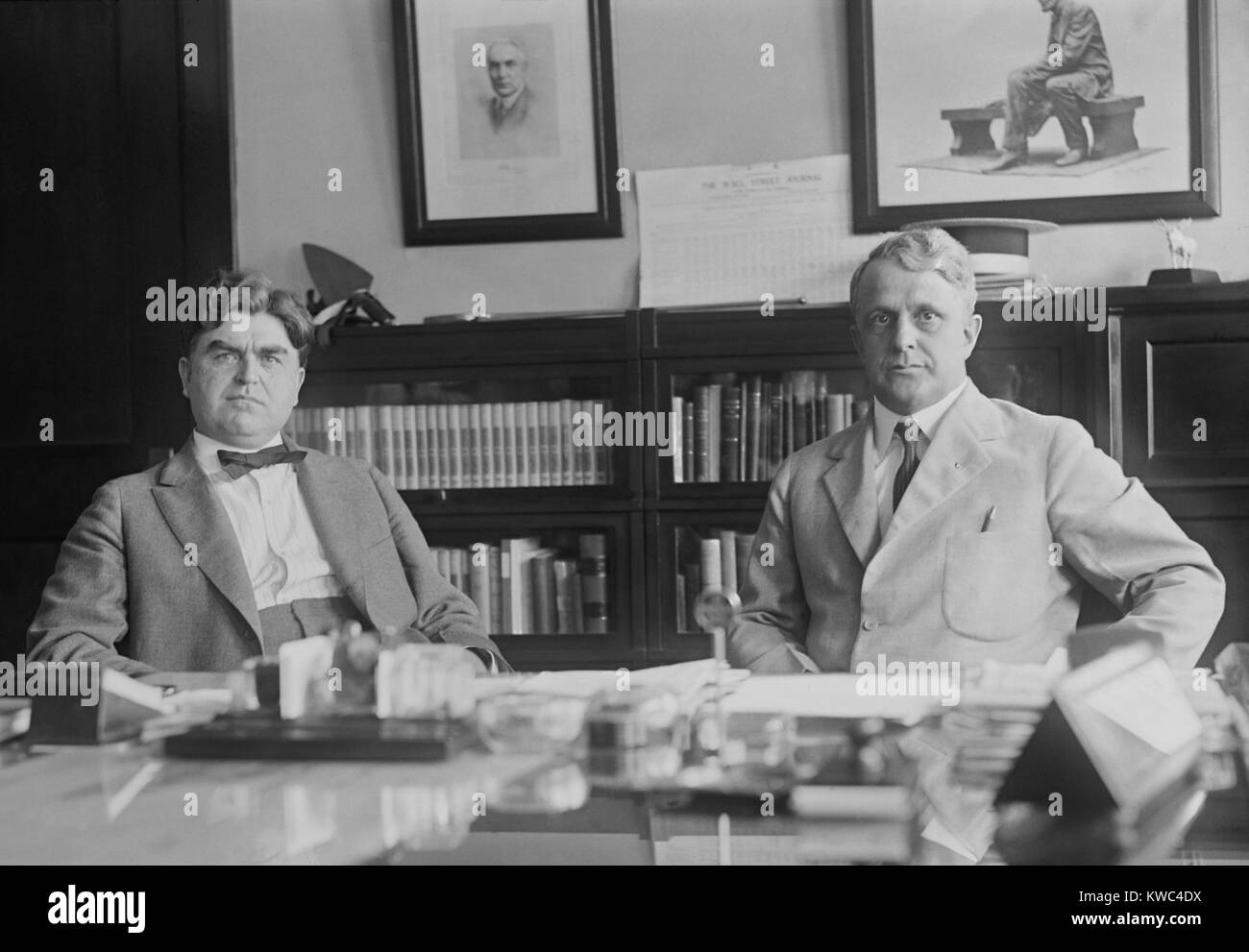 United Mine Workers President John L. Lewis with Labor Secretary James Davis, June 26, 1922. In April 1922, violence between UMW strikers and strikebreakers resulted in 22 deaths at Williamson County, Illinois. The ugly incident was a blow to the Labor Movement in the Pro-Business Republican 1920s. (BSLOC 2015 15 191) Stock Photo