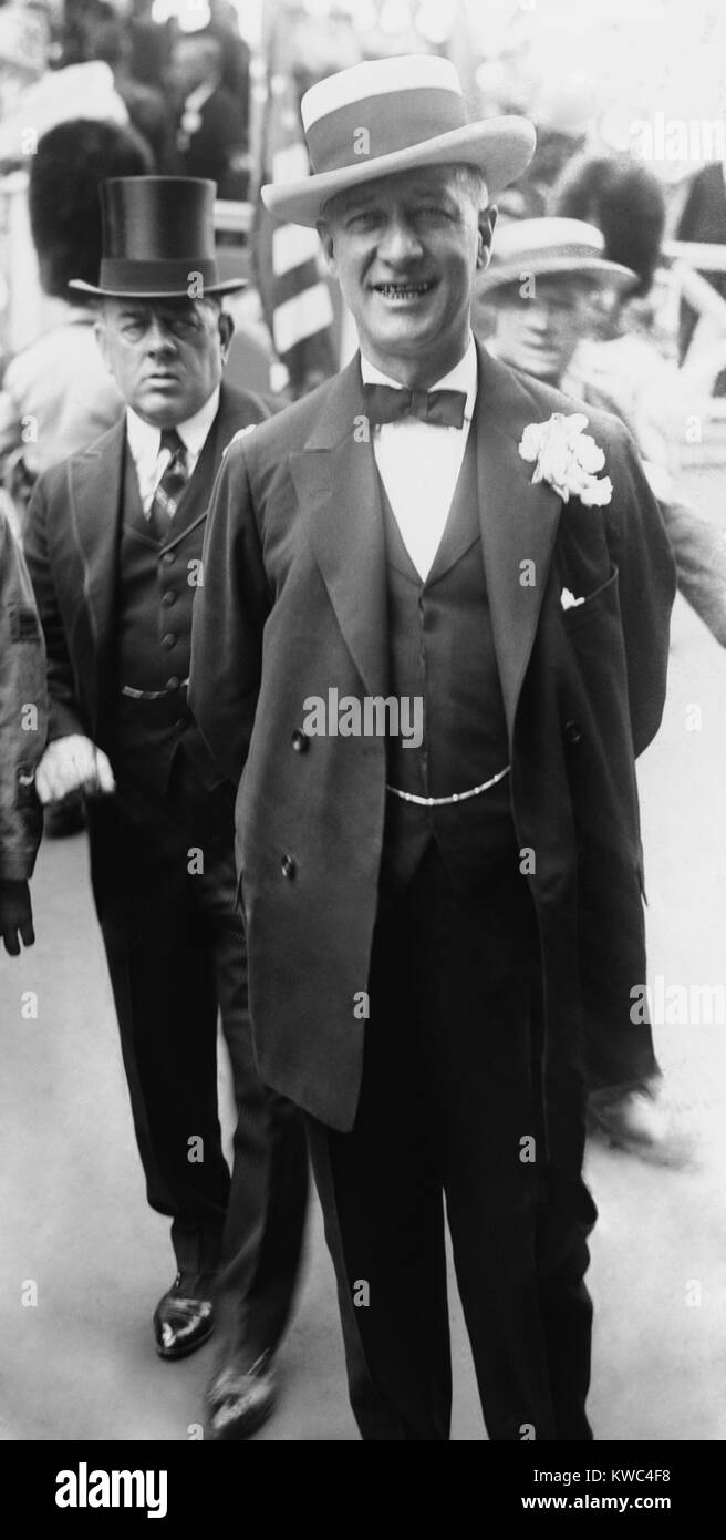 Governor Alfred E. Smith of New York State. He served four 2-year terms from 1919-20, 1923-1928. He was Governor of a law defying wet state when Prohibition was still supported by much of the country. (BSLOC 2015 15 205) Stock Photo