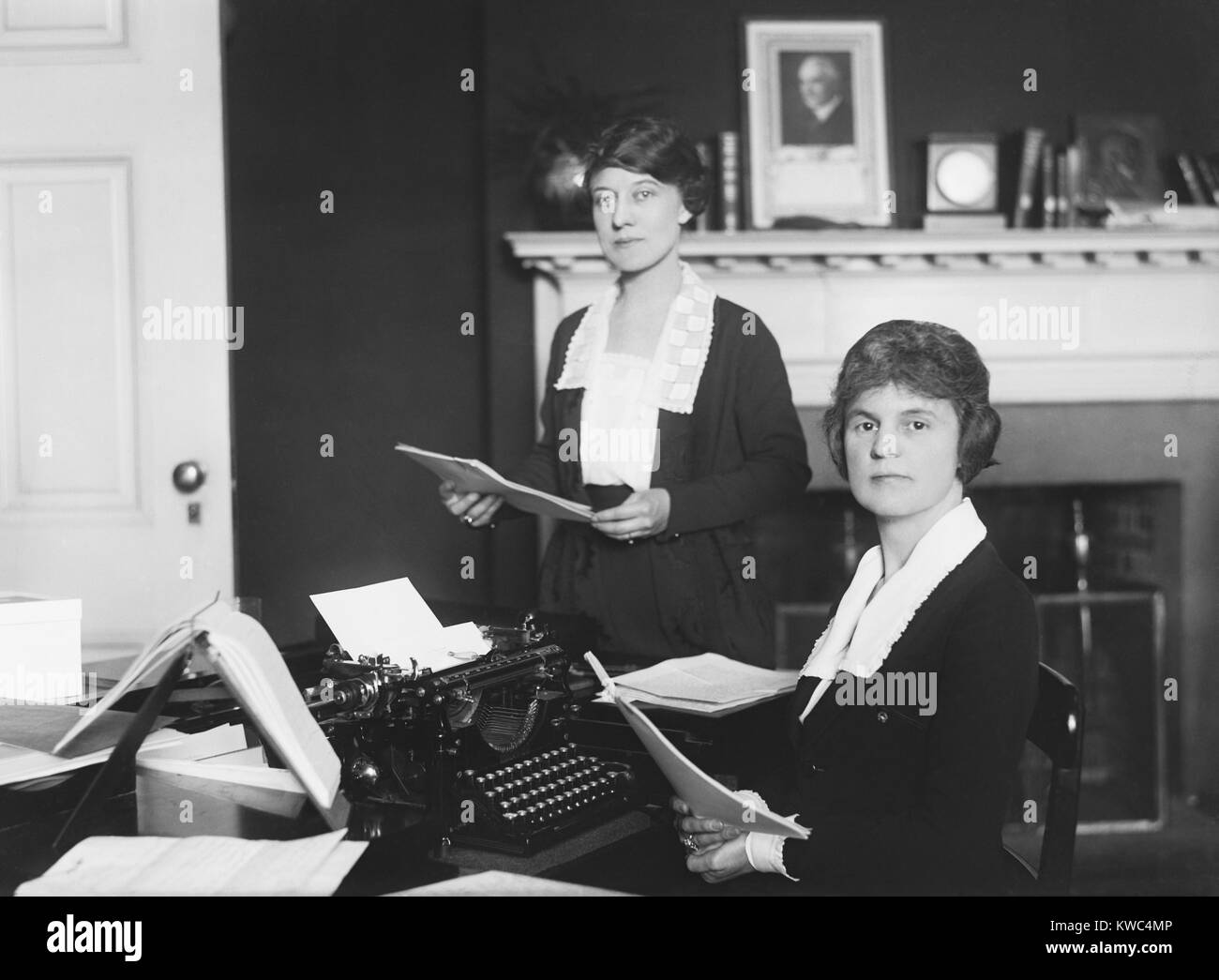 Young women office workers at White House during the Harding Administration, ca. 1921-23. (BSLOC 2015 15 87) Stock Photo