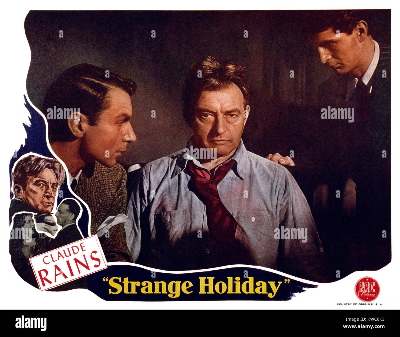 STRANGE HOLIDAY, US lobbycard, from left: Martin Kosleck, Claude Rains, Paul Dubov, 1945 Stock Photo