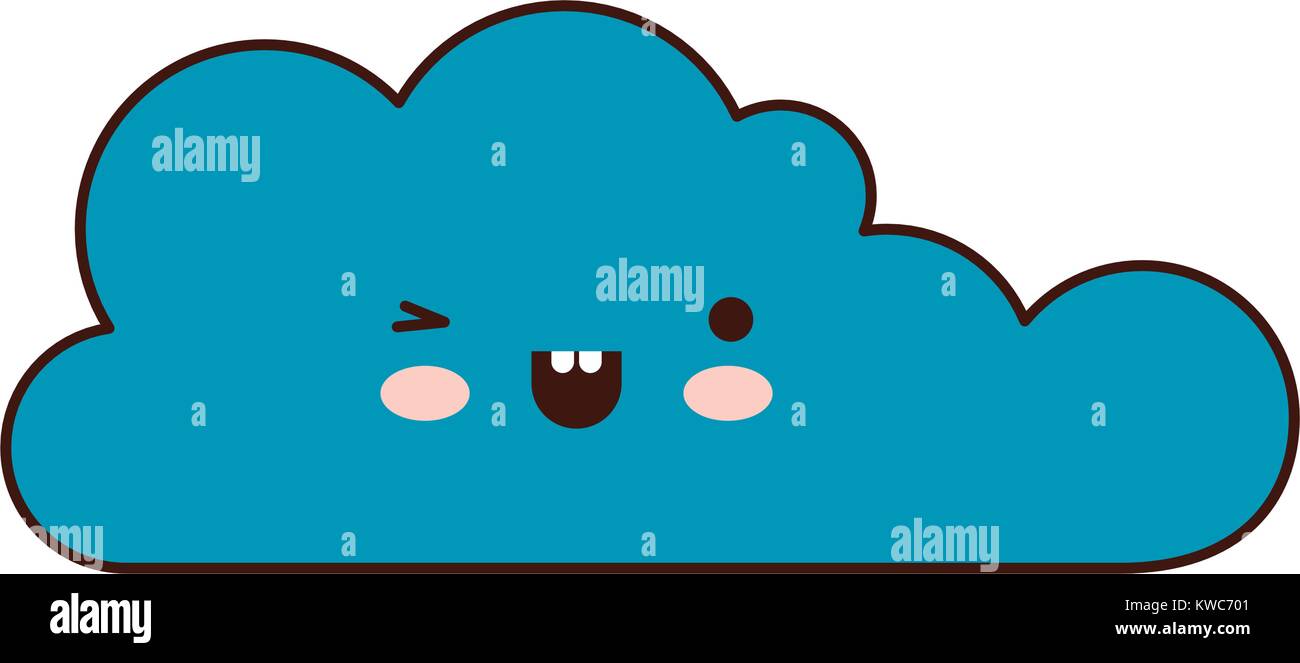 kawaii cloud icon flat in colorful silhouette Stock Vector Image & Art ...