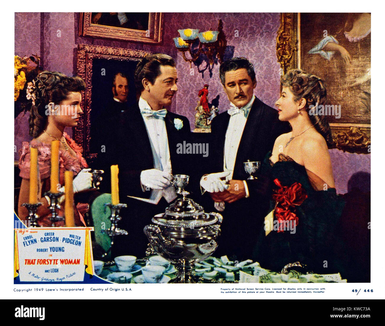 THAT FORSYTE WOMAN, US lobbycard, from left: Janet Leigh, Robert Young ...