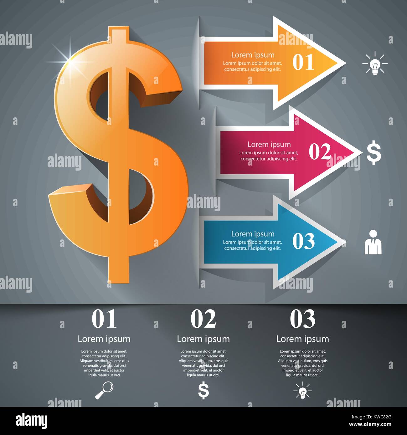 3D infographic design. Dollar icon Stock Vector Image & Art - Alamy
