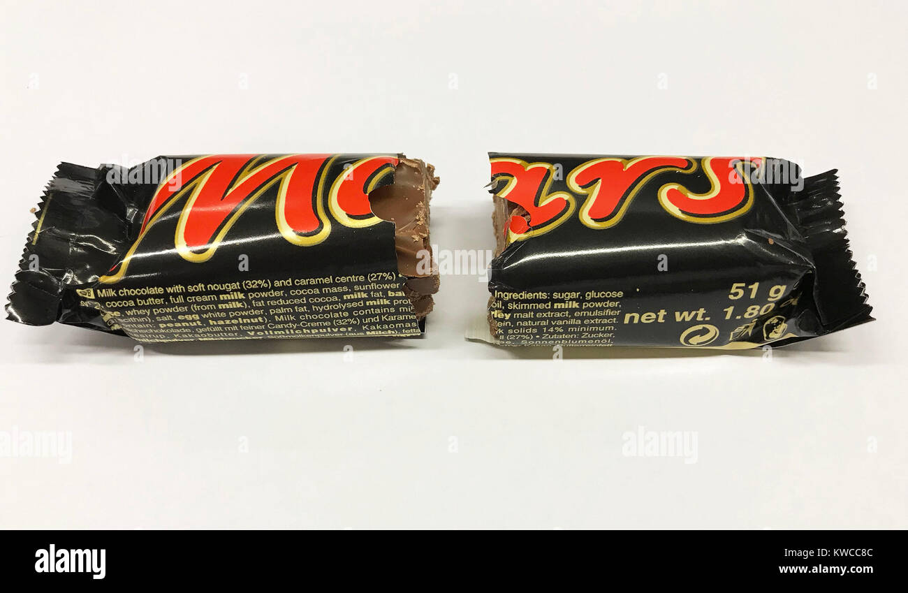 A Mars bar split in two, as half the sugar consumed by children comes