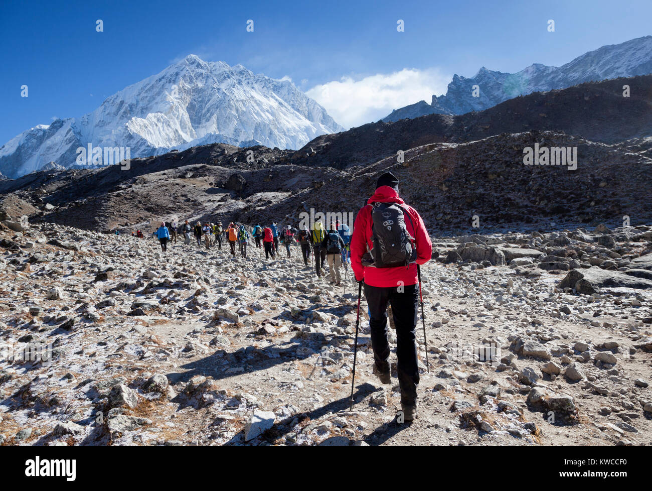 Mounts Everest and Lothse, way to Everest base camp Stock Photo
