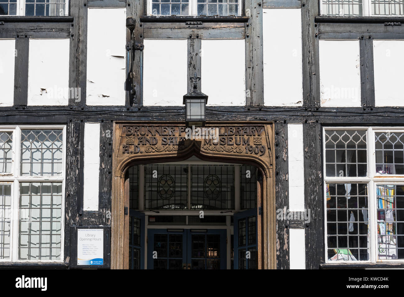 Entrance of Brunner public library and salt museum in Northwich, Cheshire, UK Stock Photo