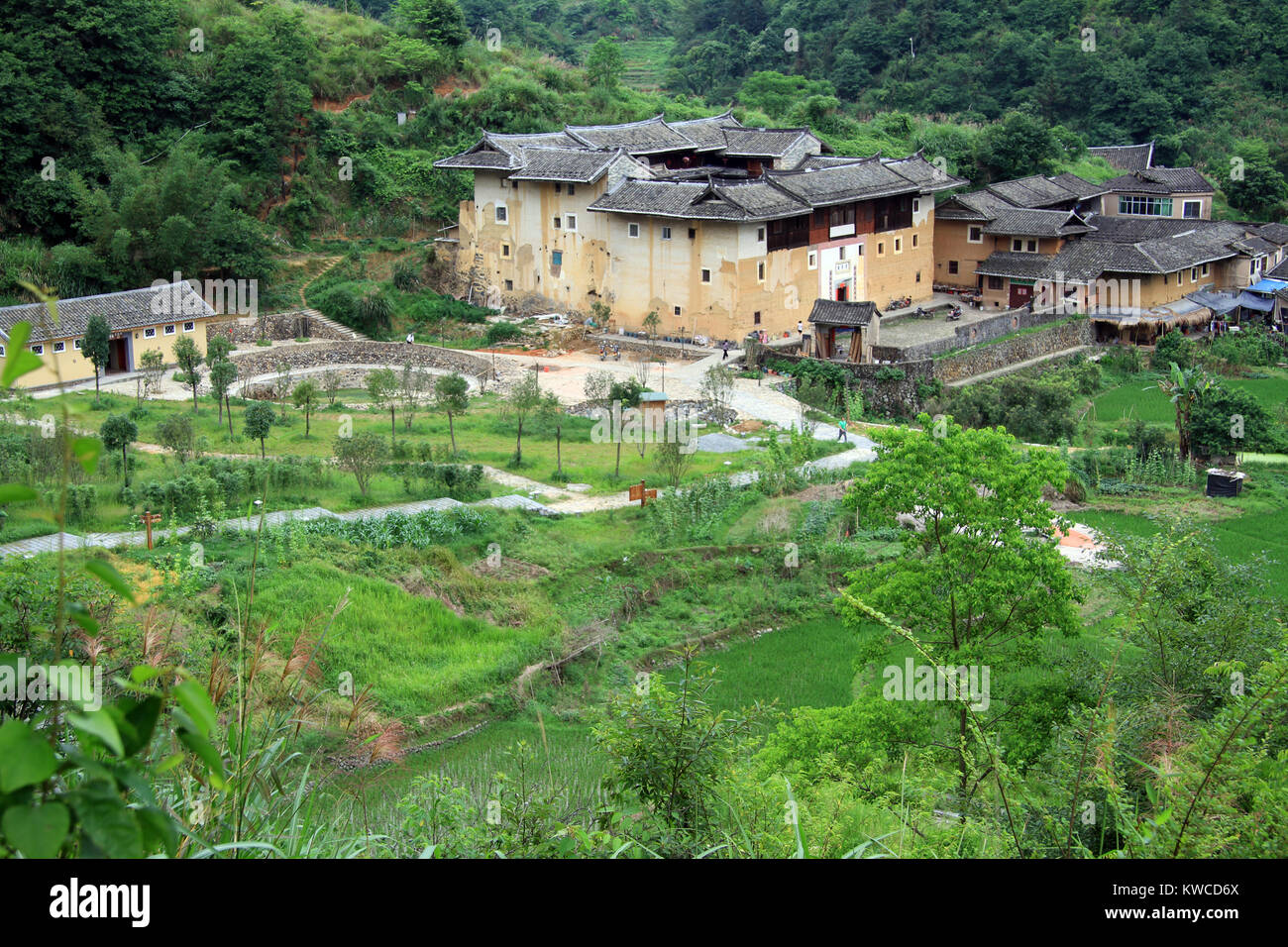 Big castle - tulou and chinese village in China Stock Photo - Alamy