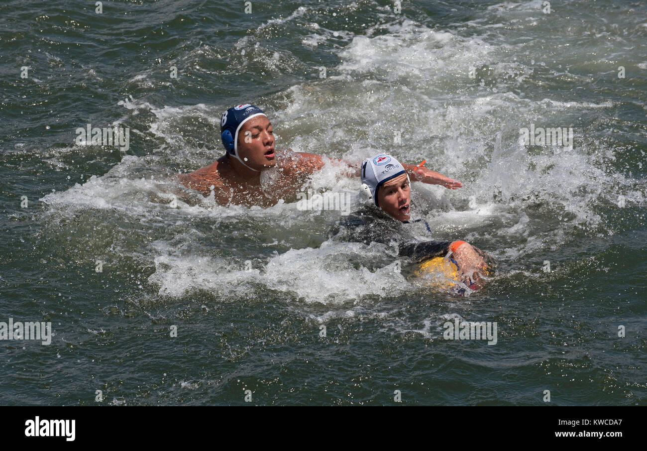 Water polo match on Cape Town Harbour, Western Cape, South Africa