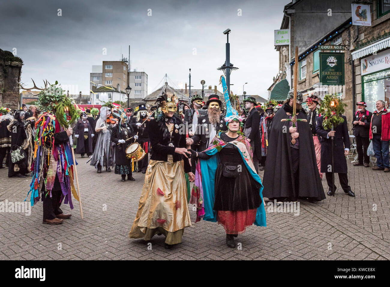The Montol Festival in Penzance celebrating the Winter Solstice. Stock Photo