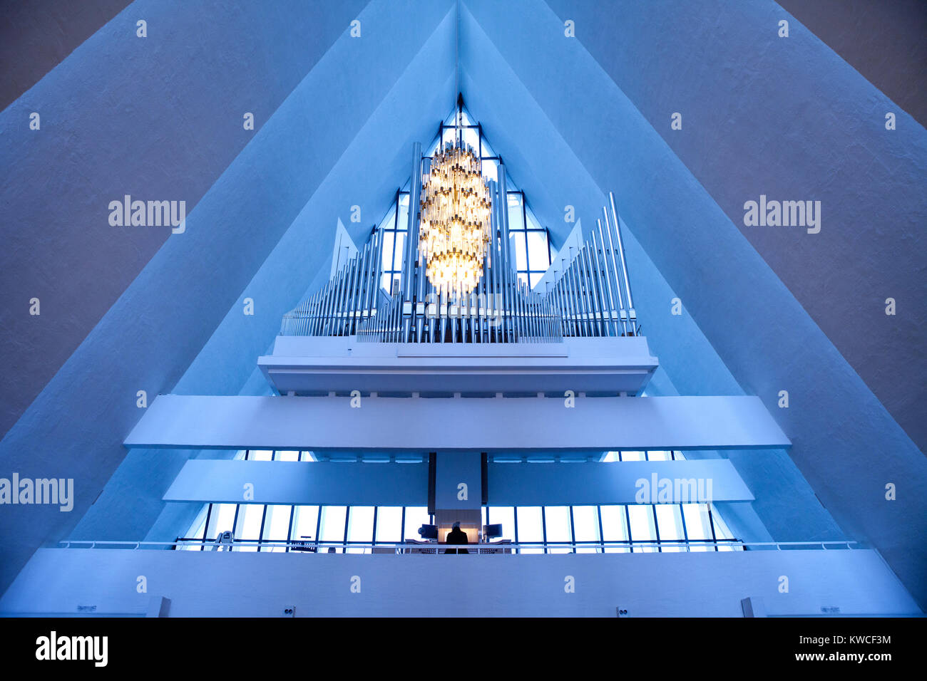 Tromso church organ in the ice churchl Stock Photo
