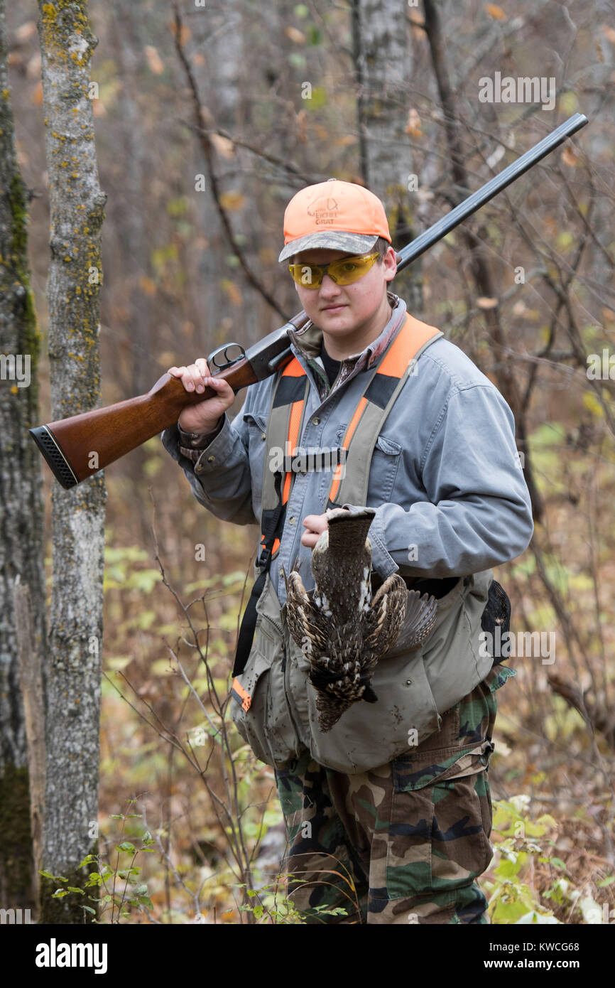 A young ruffed grouse hunter in Minnesota Stock Photo Alamy