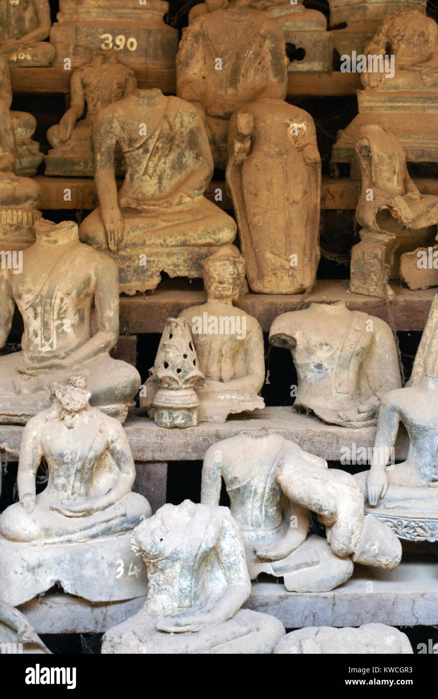 Buddhas in buddhist monastery Sisaket, Laos Stock Photo