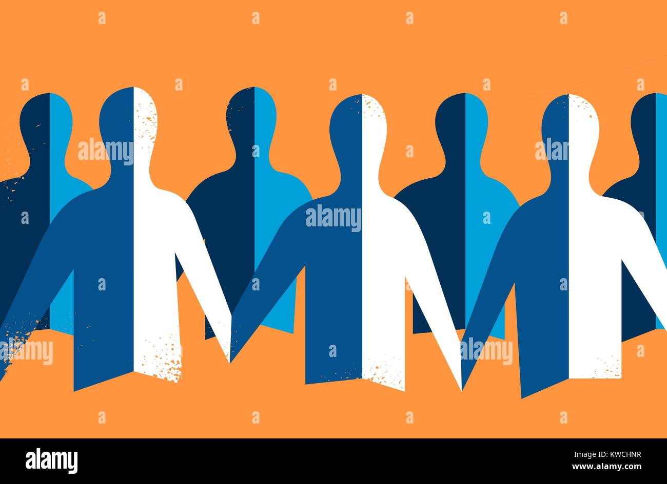 the Commonwealth people paper origami connected each other Stock Vector