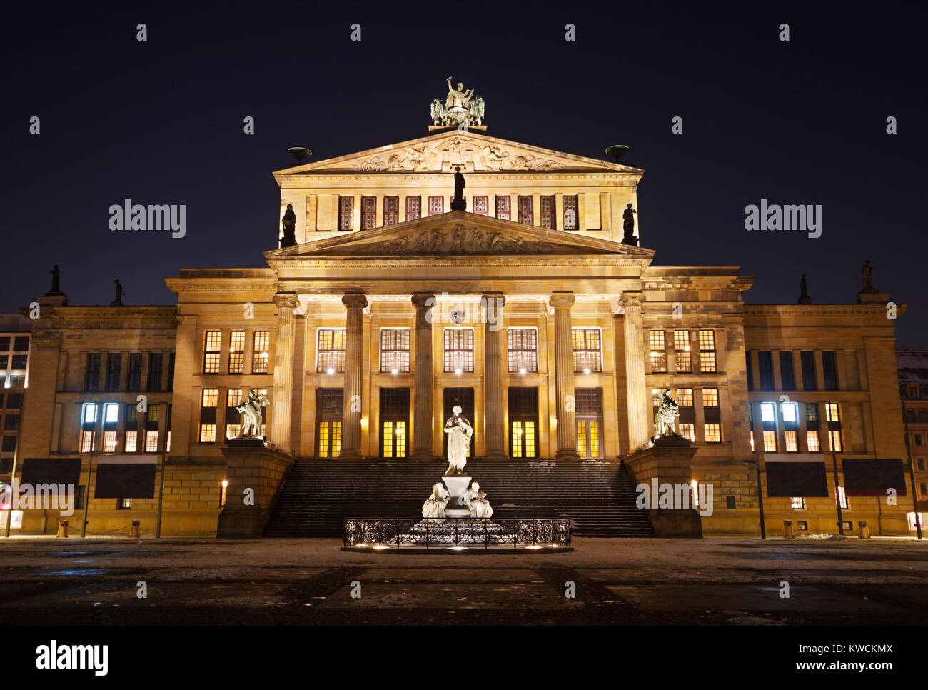 The Concert Hall in Berlin at Gendarmenmarkt at night. Stock Photo