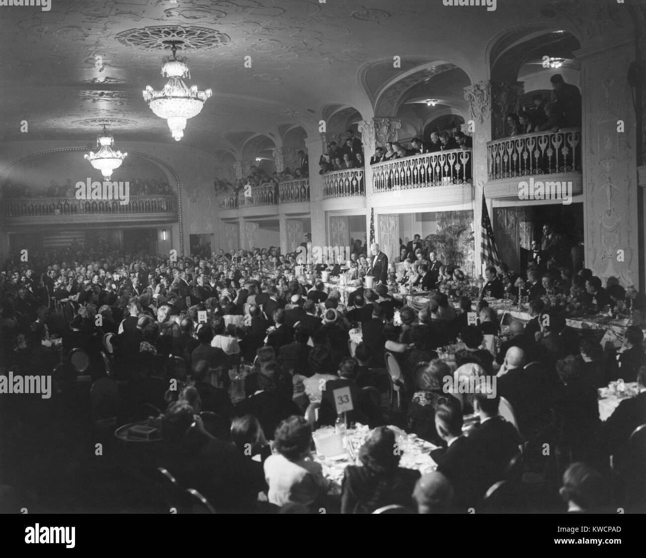 Dinner honoring President Harry Truman and Vice President-elect Alben Barkley. Mayflower Hotel in Washington, D.C. Jan. 18, 1948. - (BSLOC 2014 15 62) Stock Photo