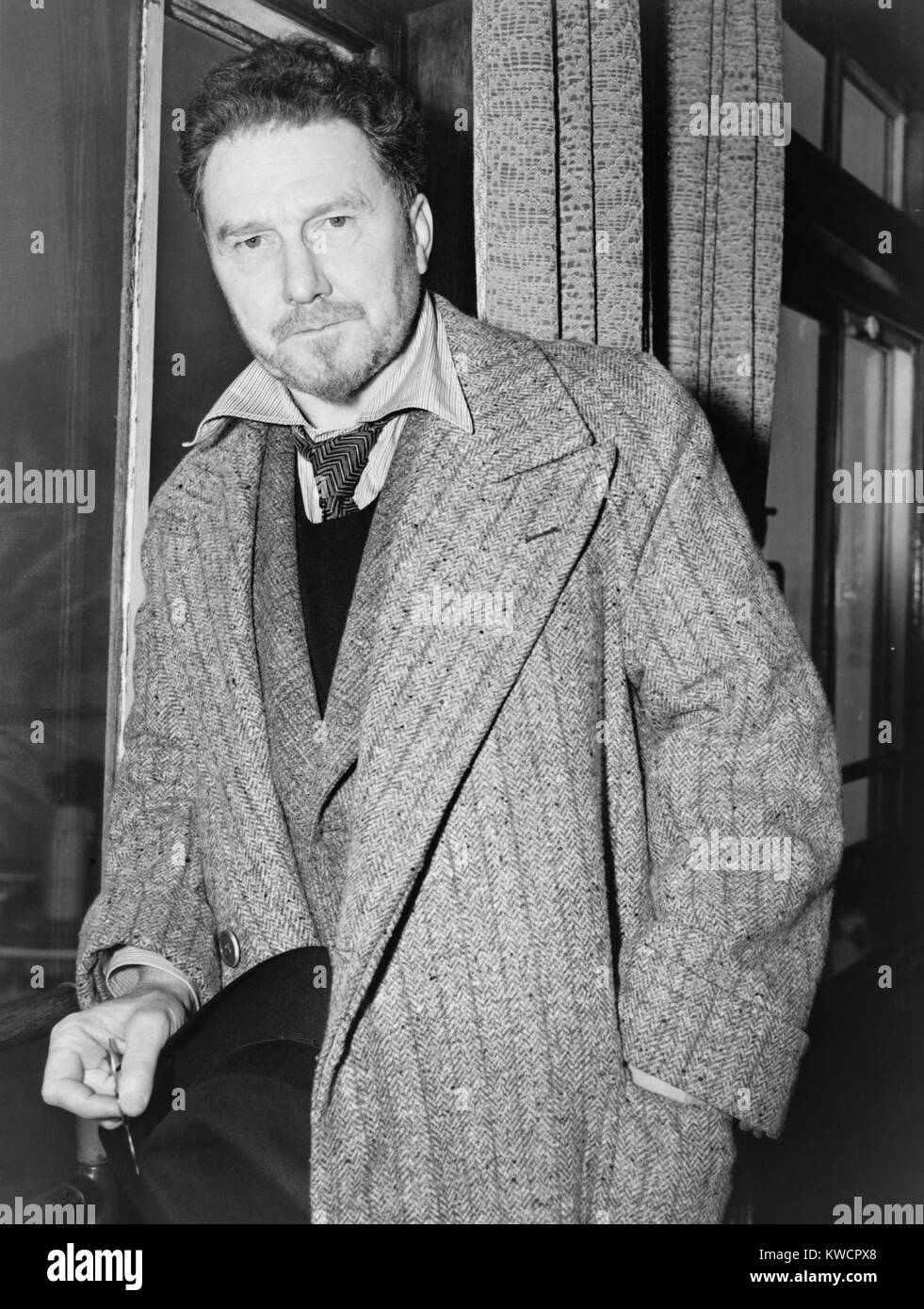 Ezra Pound, American born modernist poet who embraced European fascism in the 1930s. He was indicted in absentia for treason in July 1943 for anti American broadcasts he made from Italy during WW2. - (BSLOC_2015_1_34) Stock Photo