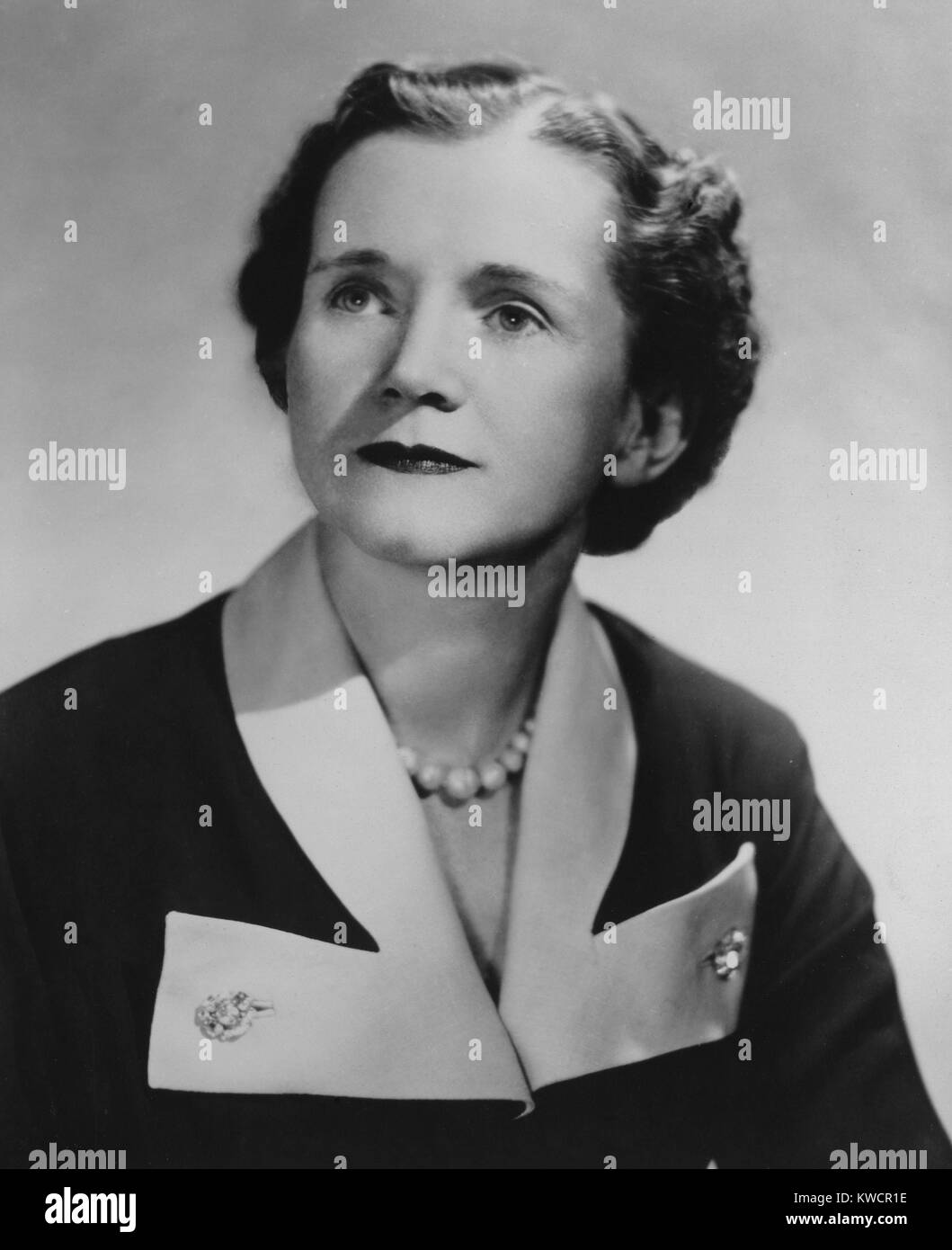 Marine biologist Rachel Carson, after she published her first book 'The Sea Around Us' in 1951. The book was a best seller and won the 1952 National Book Award for Nonfiction. Carson sold the rights for a film version was filmed which won the 1953 Oscar for Best Documentary. Her second best selling book was 'Silent Spring' 1963. - (BSLOC 2015 1 59) Stock Photo