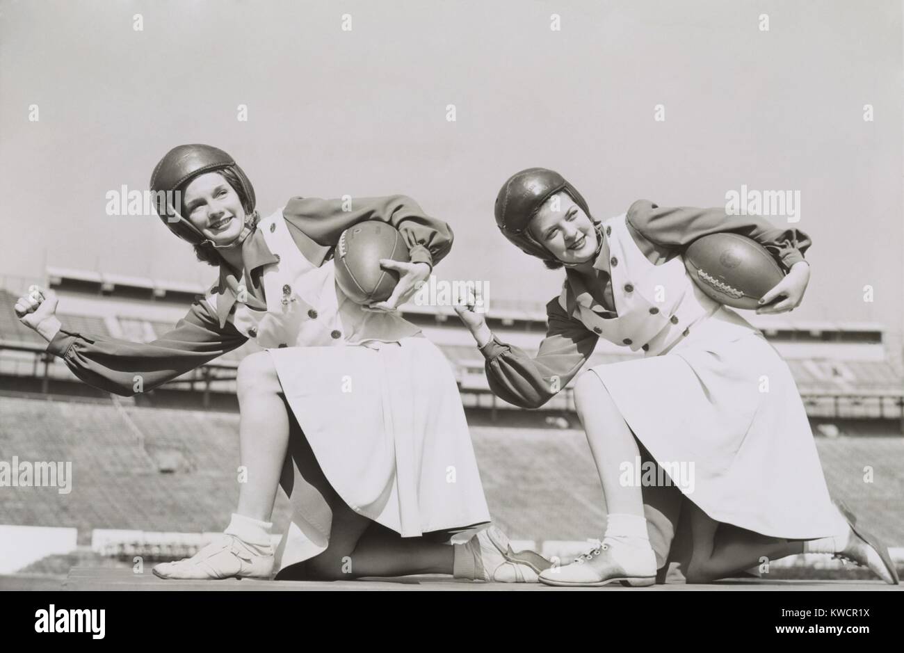 Two cheerleaders from Tulane University, Oct. 5, 1942. They are wearing