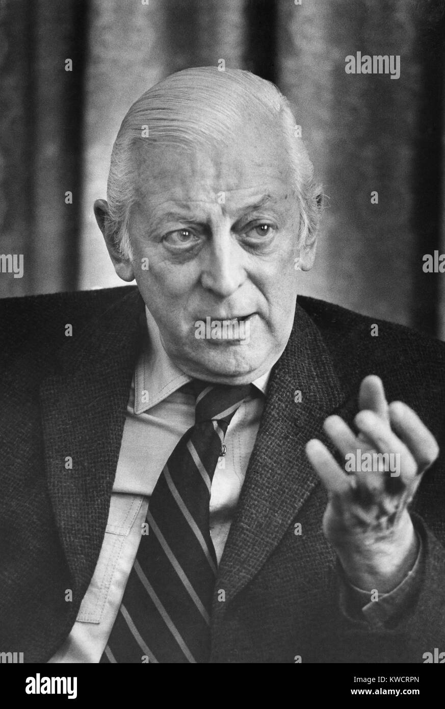 Alistair Cooke, British journalist, television personality, and broadcaster. March 19, 1974. - (BSLOC 2015 1 27) Stock Photo