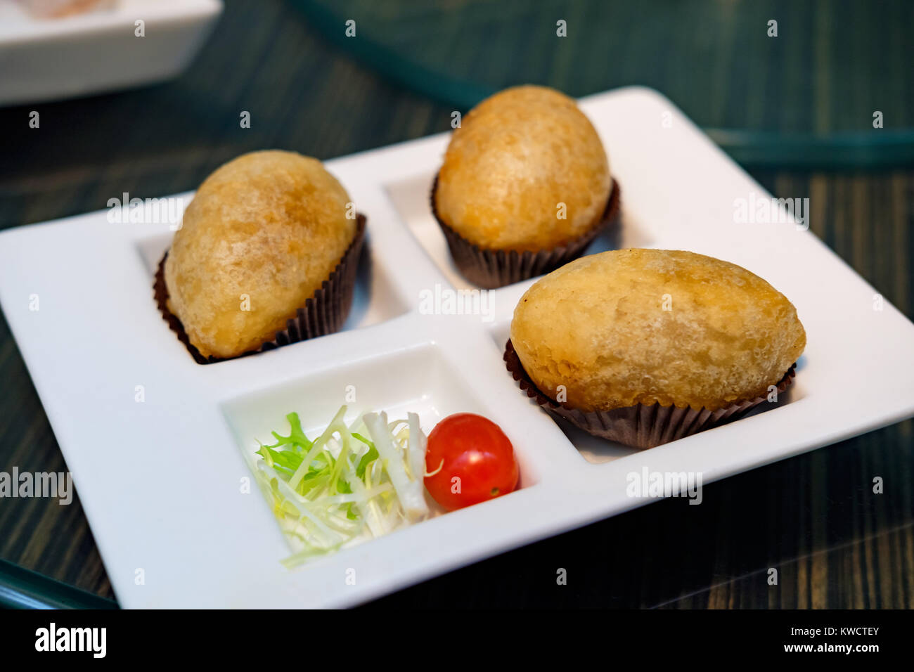 Chinese dim sum - Deep fried pork dumplings (Fried Dumpling with Pork Filling) Stock Photo