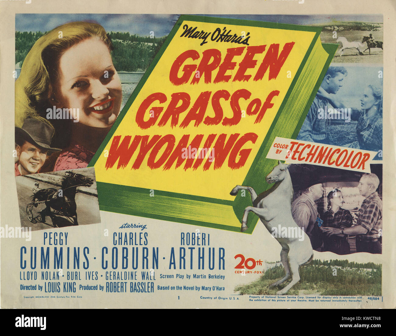 GREEN GRASS OF WYOMING, Peggy Cummins (top), Robert Arthur (left), 1948