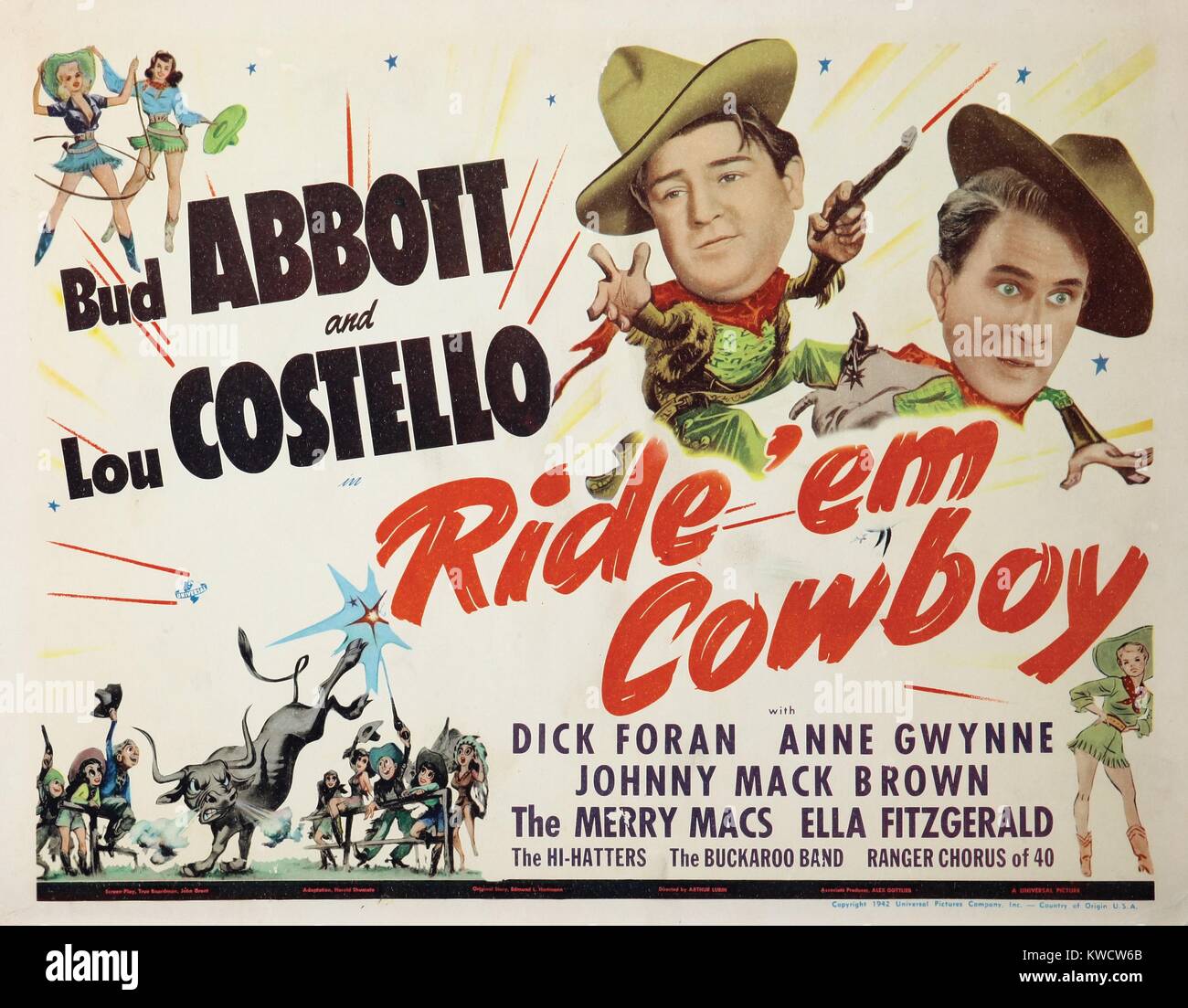 RIDE 'EM COWBOY, from left Lou Costello, Bud Abbott, 1942 Stock Photo