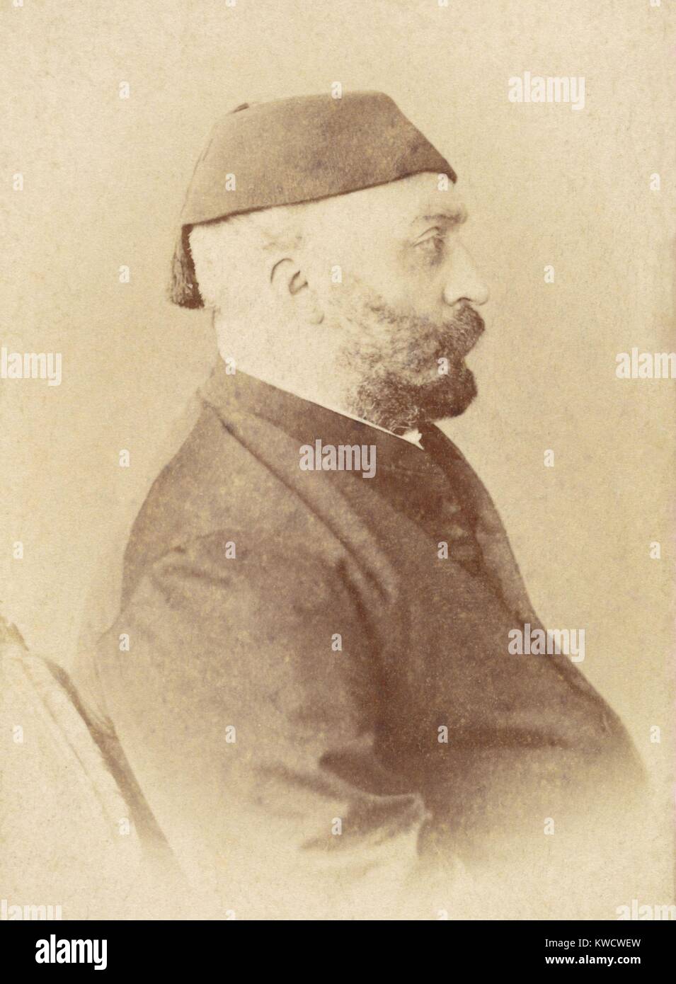 Ottoman Sultan Abdulaziz reigned from 1861 until his disposition in May 1876. Ottoman default on European loans required heavy taxes that sparked Balkan resistance and ultimately, the Russo-Turkish War 1877–78 (BSLOC 2017 1 102) Stock Photo