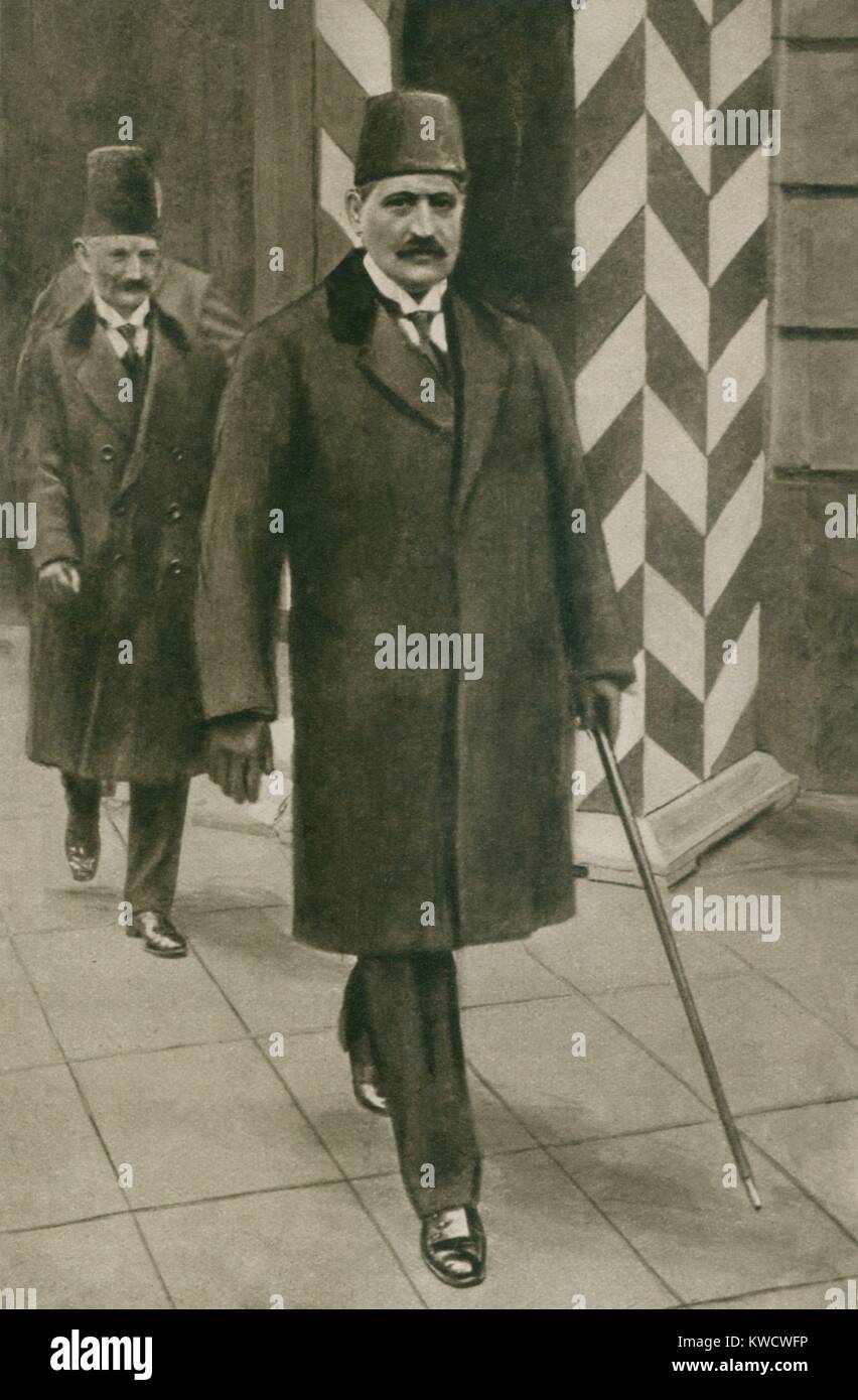 Talaat Pacha, one of the Ottoman dictatorial triumvirate during World War 1. When Turkish forces were defeated, he boarded a German submarine on Nov. 3, 1918, for exile in Berlin. He was assassinated there on March 15, 1921 by the Armenian Revolutionary (BSLOC 2017 1 113) Stock Photo