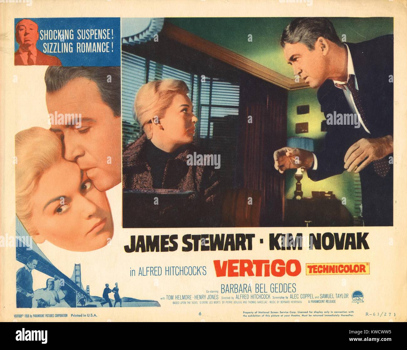 Photo Ancienne De Kim Novak Et James Stewart Dans Vertigo (1958) – Tirage Original