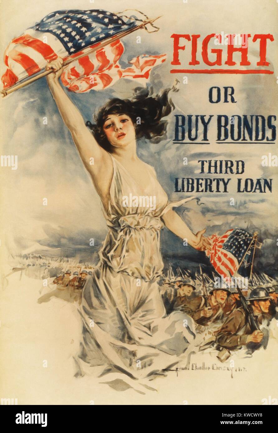 FIGHT OR BUY BONDS--THIRD LIBERTY LOAN. American World War 1 poster by Howard Chandler Christy 1917 (BSLOC 2017 1 59) Stock Photo