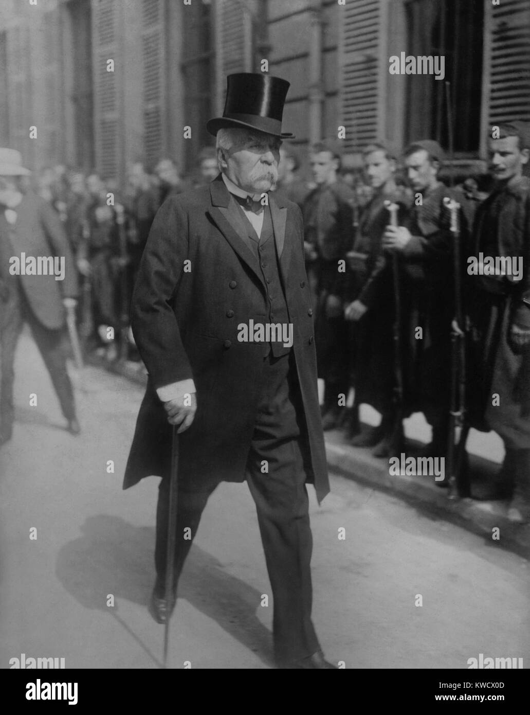 Georges Clemenceau, Nov. 1917, when he became Prime Minister of France and Minister of War. France was enduring wartime setbacks: the French Mutiny of April-July 1917, the Italian defeat in the Battle of Caporetto, and the Bolshevik Revolution in Russia (BSLOC 2017 1 74) Stock Photo