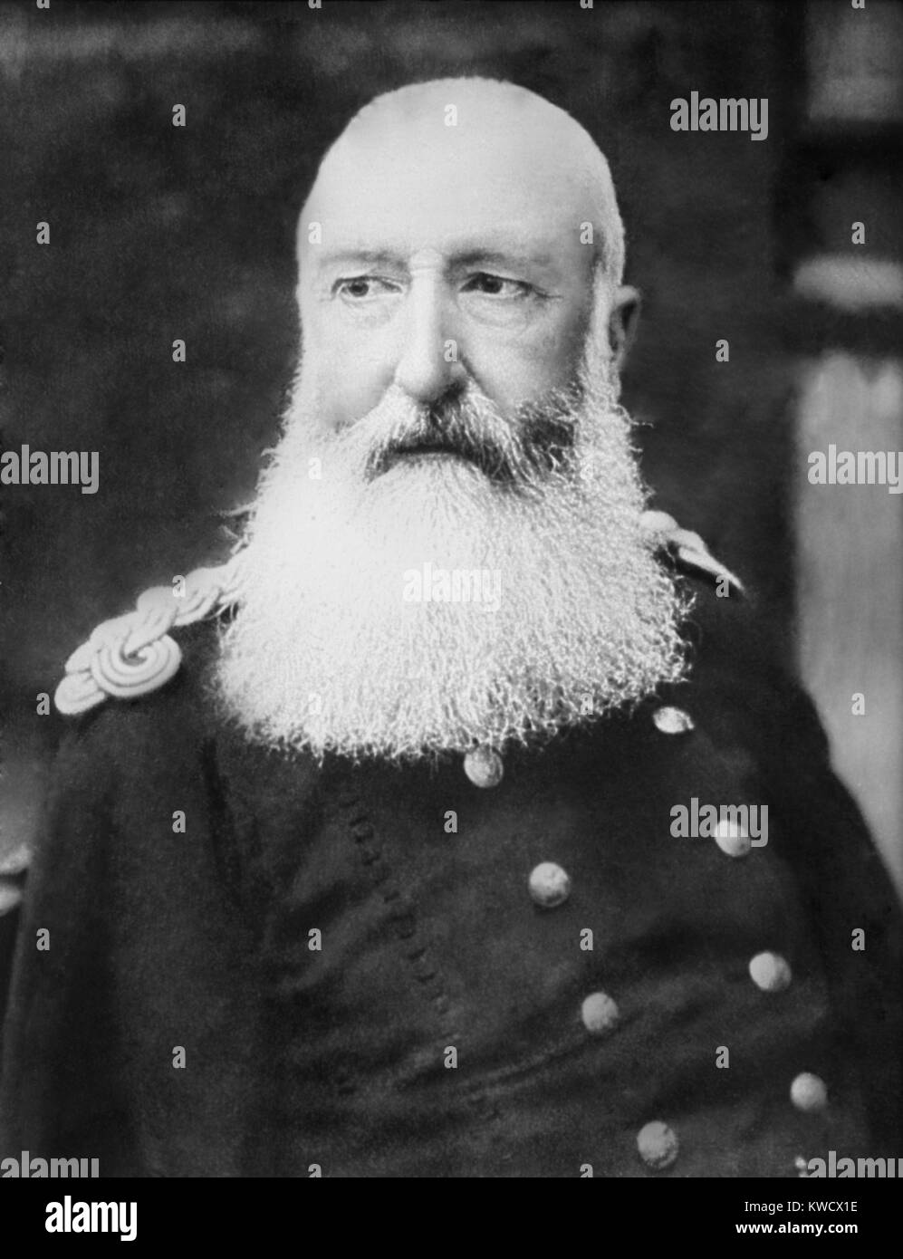 King Leopold II of Belgium, exploited the Congo Free State as a private venture from 1885 to 1908. An estimated 10 million Congolese died as a result of his oppression and forced labor (BSLOC 2017 1 90) Stock Photo
