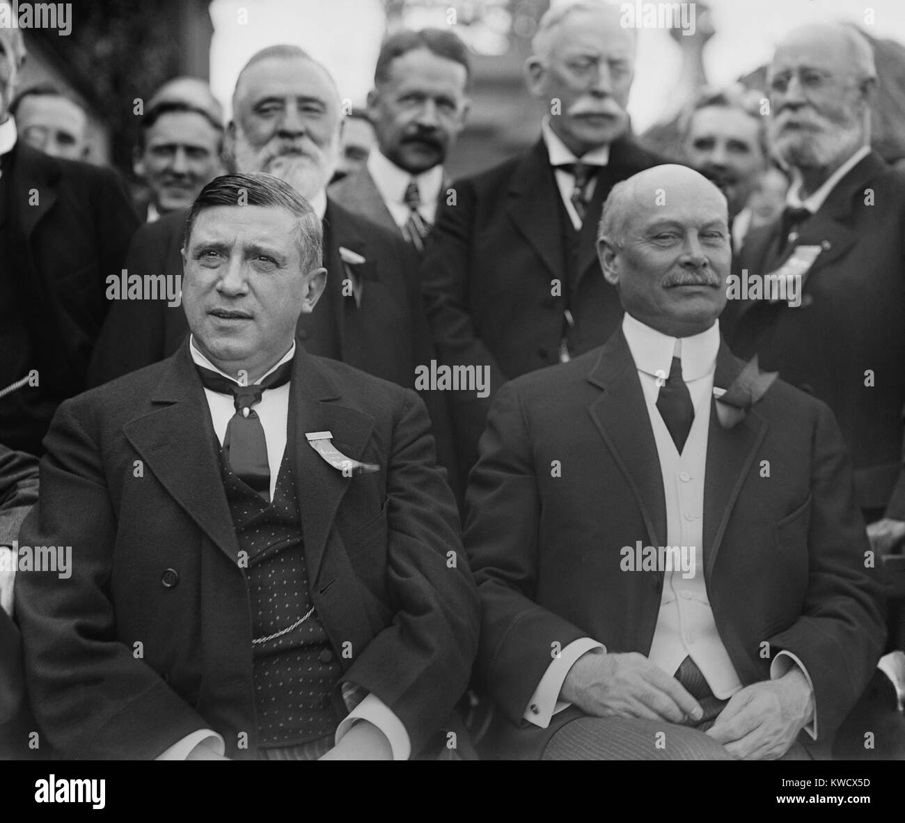 Charles M. Schwab and Elbert Gary, c. 1900-1905. In 1901, Schwab and Gary joined Andrew Carnegie and J.P. Morgan in forming the giant United States Steel Corporation. Schwab became the first president of the company, left in 1903, after disagreements with Morgan and Gary (BSLOC 2017 2 183) Stock Photo