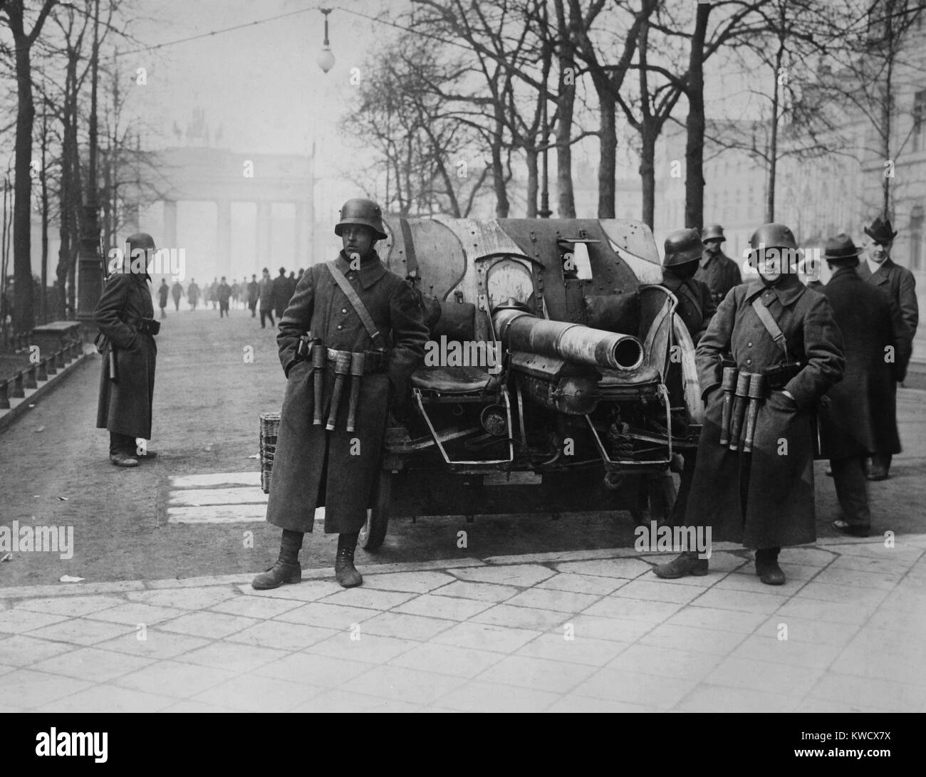 Forces of the Kapp Putsch of March 1920 against the German Weimer Republic government in Berlin. They were followers of Wolfgang Kapp, a prominent nationalist politician who sought and failed to install a autocratic right wing government (BSLOC 2017 2 66) Stock Photo