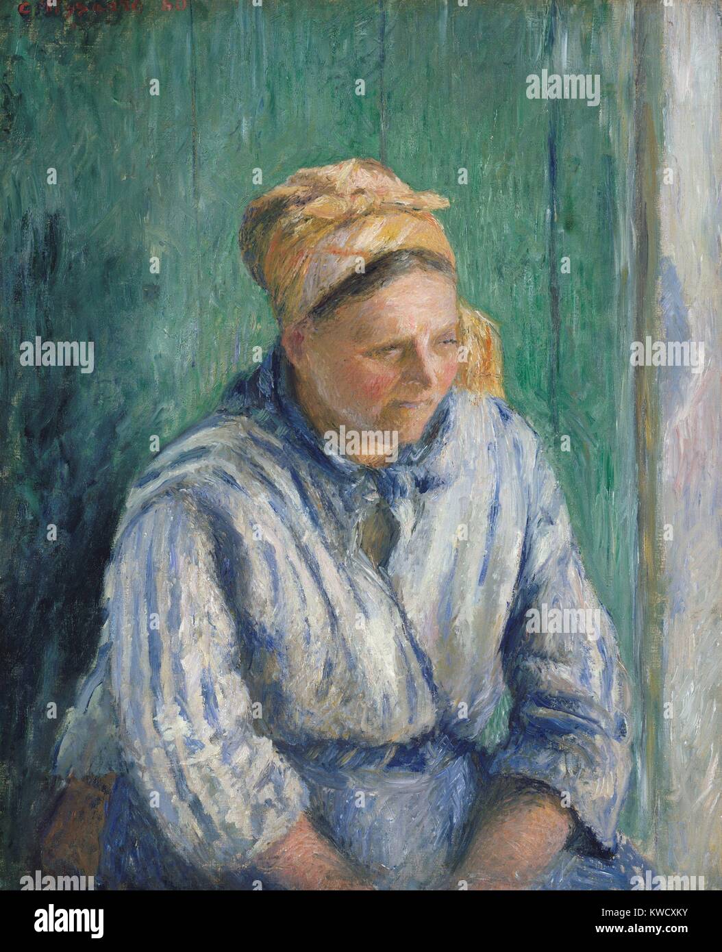 Washerwoman, Study, by Camille Pissarro, 1880, French impressionist painting, oil on canvas. The woman was one of Pissarros Pontoise neighbors, a fifty-six-year-old mother of four named Marie Larcheveque (BSLOC 2017 3 57) Stock Photo