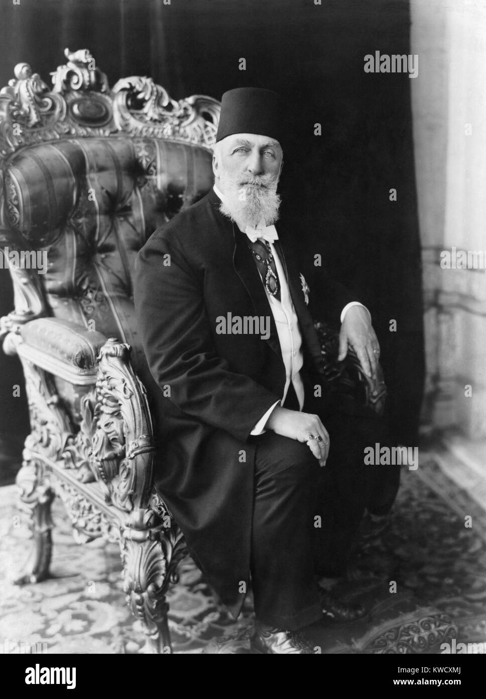 Ottoman Sultan Mehmed VI succeeded his dead brother, Mehmed V, in 1918. He reigned though the defeat of the Central Powers, which included Turkey, and the harsh peace settlement of the 1920 Treaty of Sevres. His reign ended in 1922 when the Turkish Grand (BSLOC 2017 1 105) Stock Photo