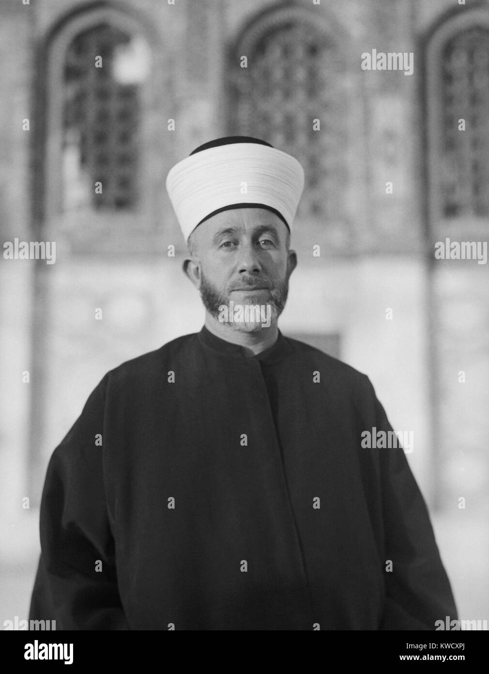 Hajj Amin Al Husseini, the most powerful Arab nationalist in Mandatory Palestine in 1929. He opposed Jewish immigration and led the political party, Arab Higher Committee, until it was outlawed in 1937 (BSLOC 2017 1 122) Stock Photo