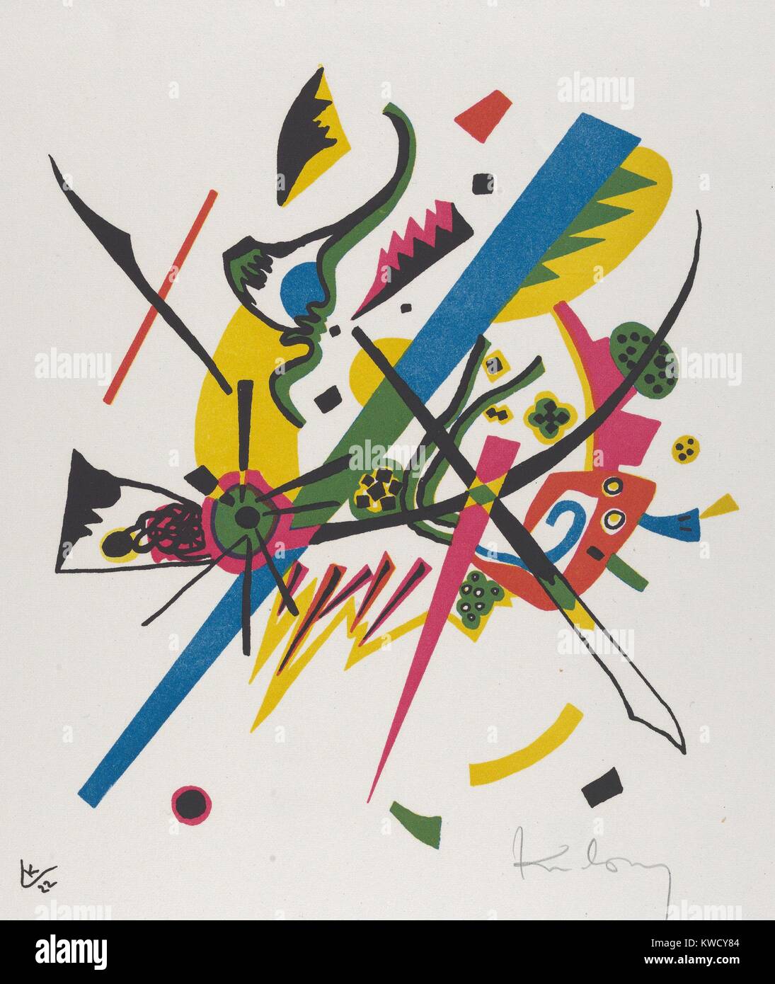 Kleine Welten I (Small Worlds I) by Vasily Kandinsky, 1922, Russian German Expressionist print. This lithograph was included in the artists 1922 portfolio. Each print presents an autonomous microcosm of self-contained entity (BSLOC 2017 5 145) Stock Photo