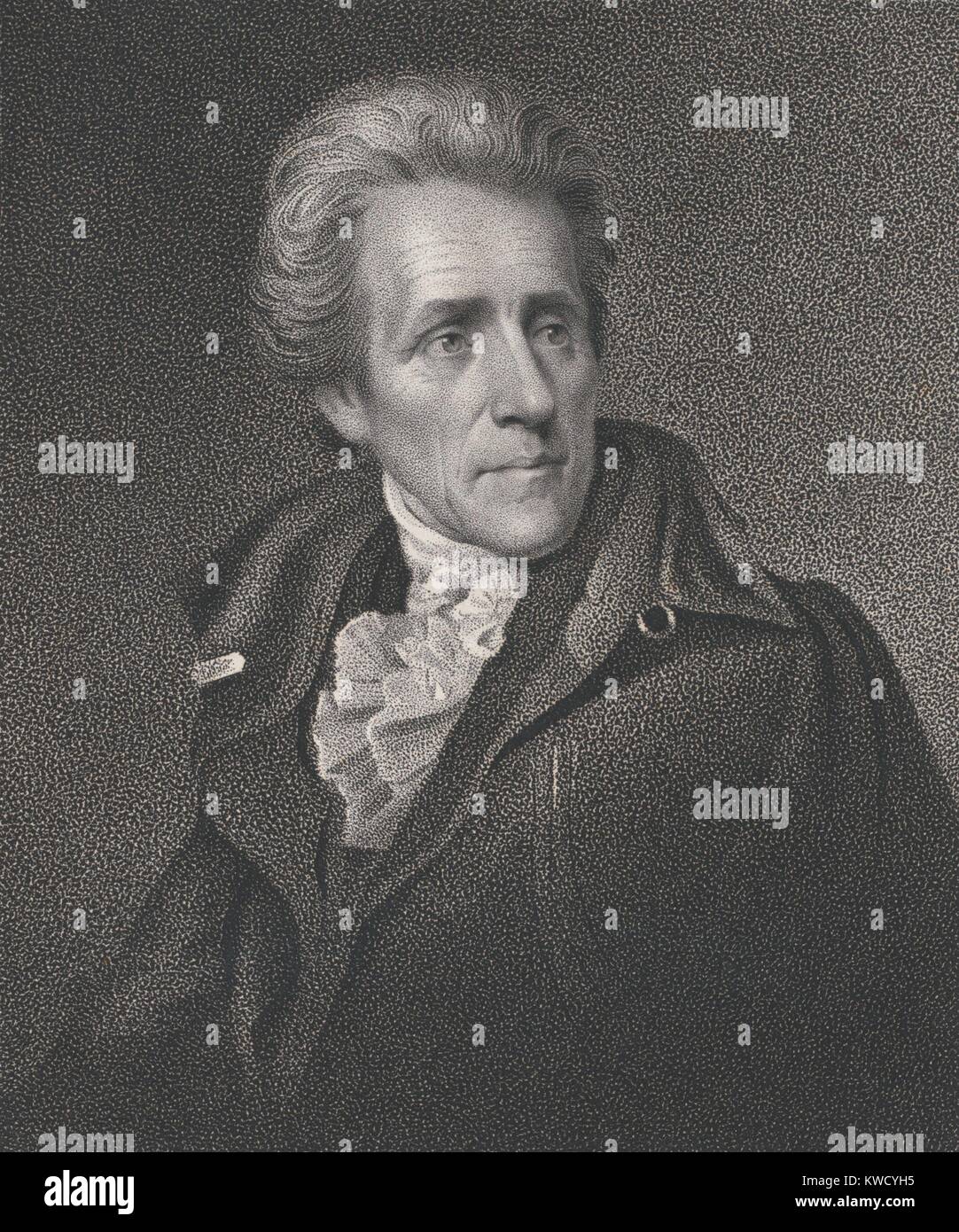 Senator Andrew Jackson in 1824, as painted by Joseph Wood, and engraved by James Longacre. The original miniature painting is now lost (BSLOC 2017 6 10) Stock Photo