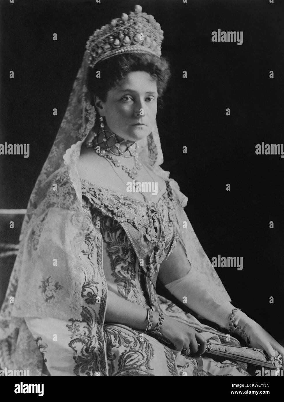 Czarina Alexandra Feodorovna, Alix of Hesse, the Empress Consort of Russia, 1908. Photograph by Frederick Boasson and Fritz Eggler (BSLOC 2017 2 7) Stock Photo