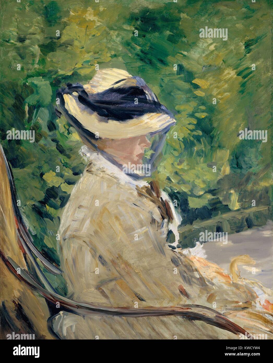 Madame Manet (Suzanne Leenhoff), by Edouard Manet, 1880 French impressionist oil painting. The portrait was painted in the Bellevue suburb of Paris, in the summer of 1880 (BSLOC 2017 3 15) Stock Photo