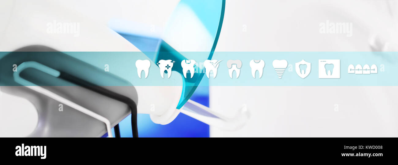 Dental Health Care Concept Teeth Icons And Symbols Web Banner